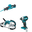 Makita XBP02Z Portable Band Saw W/ XRJ08Z Recipro Saw and FREE XDT13Z Impact Driver
