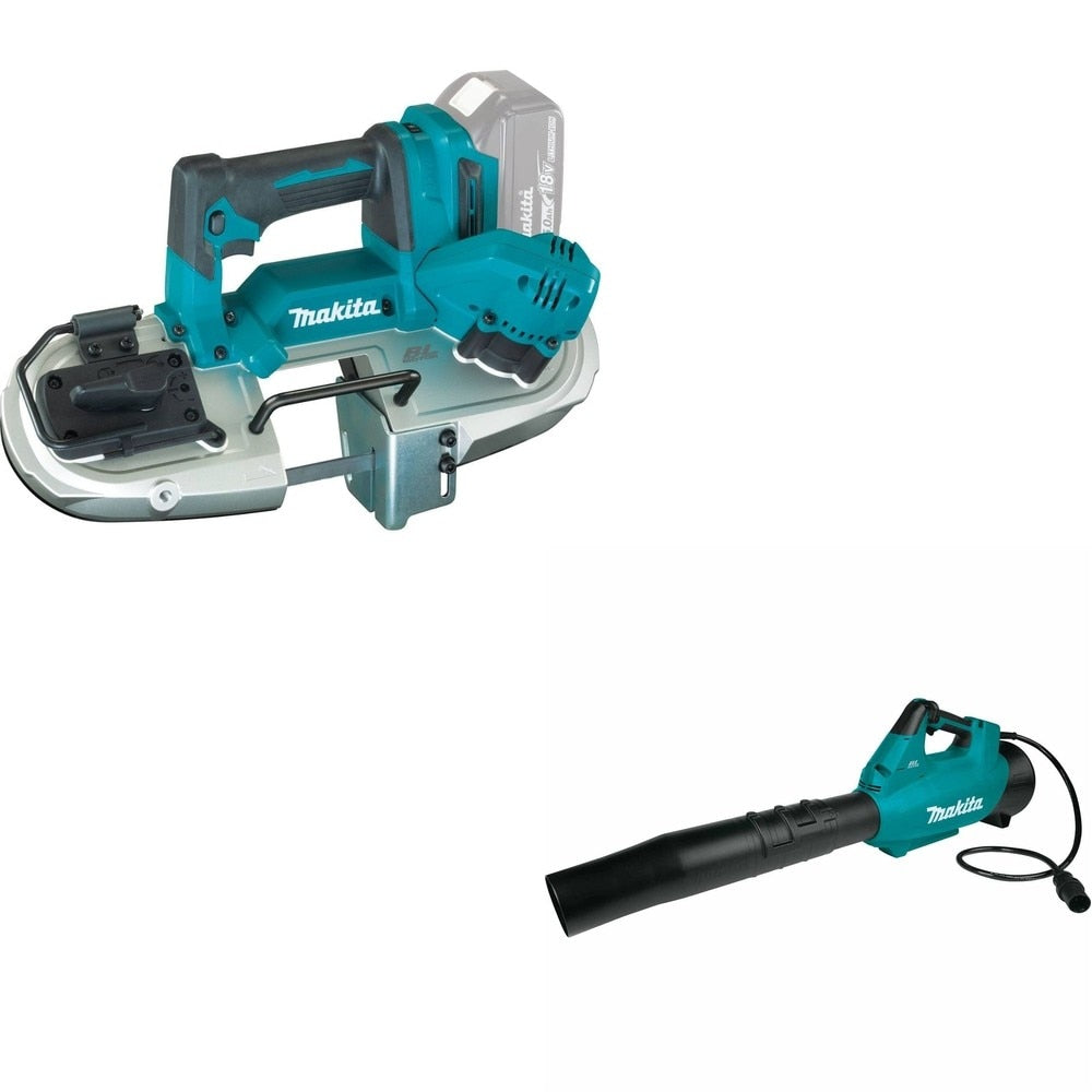 Makita XBP04Z 18V LXT Band Saw, Tool Only W/ CBU01Z 36V Brushless Blower, Connector Cable