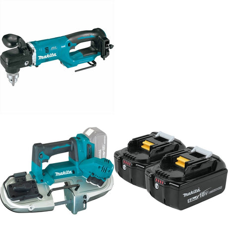 Makita XBP04Z 18V LXT Band Saw W/ XAD05Z 1/2" Right Angle Drill and BL1850B-2 5.0Ah Battery, 2