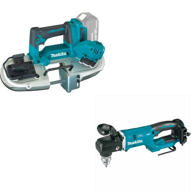 Makita XBP04Z 18V LXT Band Saw, Tool Only W/ XAD05Z 18V LXT 1/2" Right Angle Drill, Tool Only
