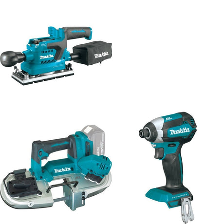 Makita XBP04Z Compact Band Saw W/ XOB03Z Finishing Sander and FREE XDT13Z Impact Driver
