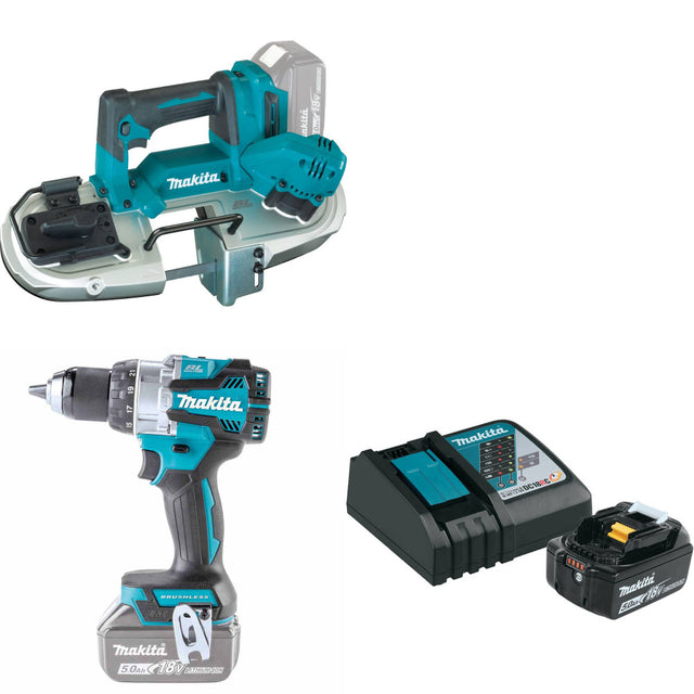 Makita XBP04Z 18V LXT Band Saw W/ XPH16Z 18V Driver-Drill & FREE Starter Pack