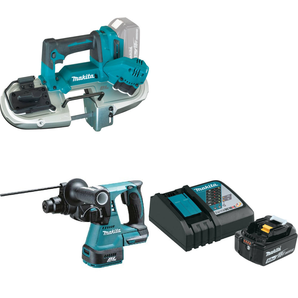 Makita XBP04Z 18V LXT Band Saw W/ XRH01Z Rotary Hammer, Bare & FREE Starter Pack