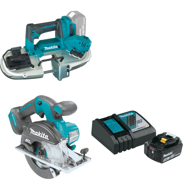 Makita XBP04Z 18V LXT Band Saw W/ XSC02Z 18V Cutting Saw & FREE Starter Pack