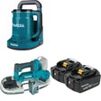 Makita XBP04Z Band Saw W/ XTK01Z 36V (18V X2) LXT Hot Water Kettle and BL1850B-2 5.0Ah Battery