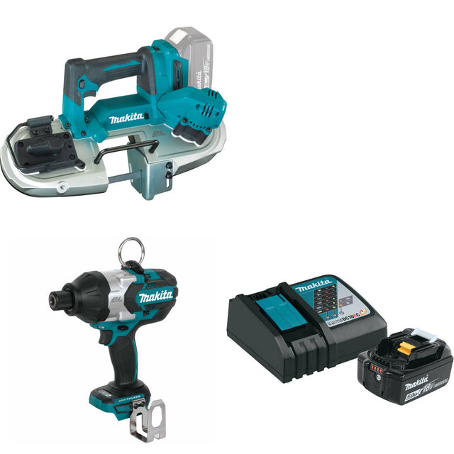 Makita XBP04Z 18V LXT Band Saw W/ XWT09Z 18V Impact Wrench & FREE Starter Pack