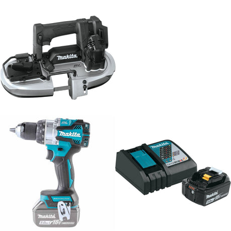 Makita XBP05ZB 18V LXT Band Saw W/ XPH16Z 18V Driver-Drill & FREE Starter Pack