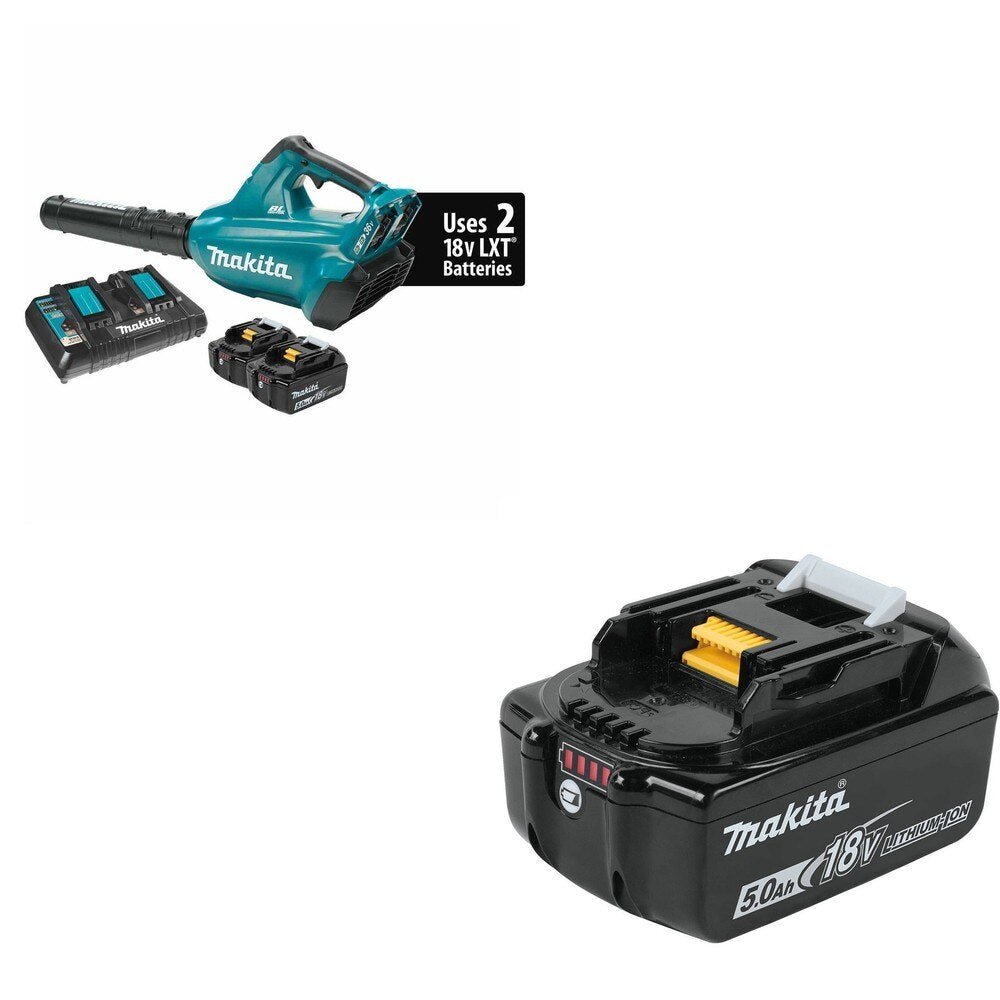 Makita XBU02PT 36V (18V X2) Blower Kit, Dual Charger W/ FREE BL1850B Battery (5.0Ah)