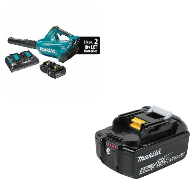 Makita XBU02PT 36V (18V X2) Blower Kit, Dual Charger W/ FREE BL1850B Battery (5.0Ah)