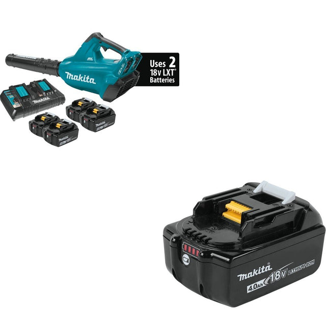 Makita XBU02PT1 18V X2 (36V) LXT Brushless Blower Kit with 4 Batteries W/ BL1840B 4.0Ah Battery