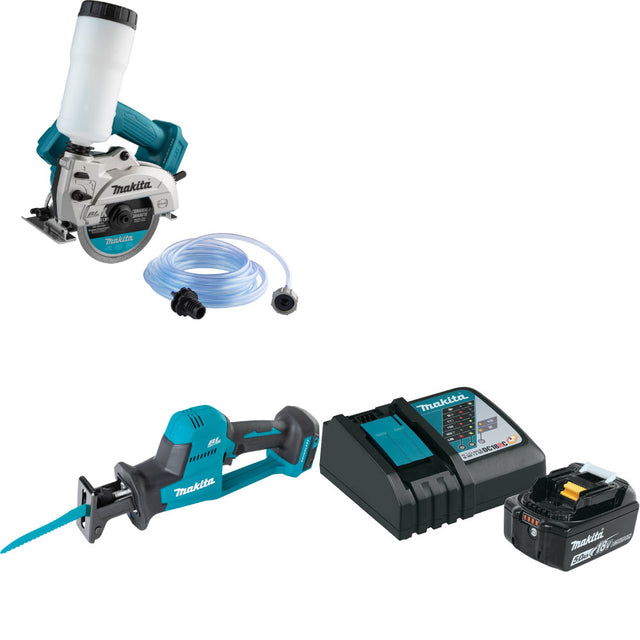 Makita XCC01Z 18V LXT 5" Saw W/ XRJ08Z 18V Recip Saw, Bare & FREE Starter Pack