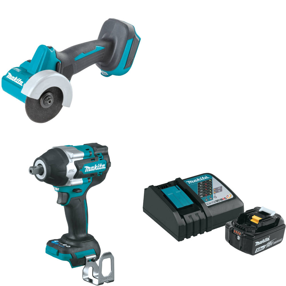 Makita XCM01Z 18V Cut-Off Tool W/ XWT18Z 18V Impact Wrench & FREE Starter Pack