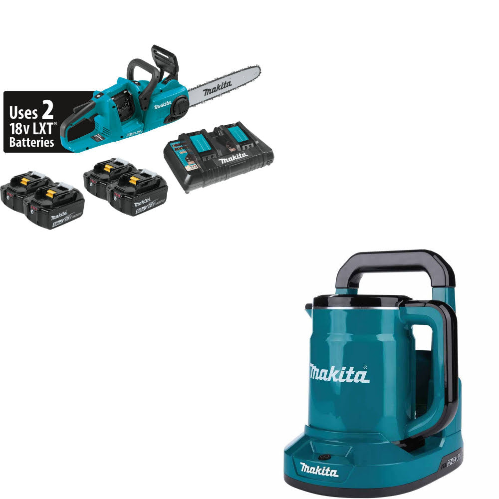 Makita XCU03PT1 36V LXT 14" Chain Saw Kit W/ FREE XTK01Z 36V LXT Kettle, Bare