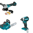 Makita XCU08Z Top Handle Chain Saw W/ XAG09Z Angle Grinder and FREE XDT13Z Impact Driver