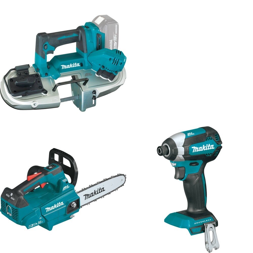 Makita XCU08Z Top Handle Chain Saw W/ XBP04Z Compact Band Saw and FREE XDT13Z Impact Driver