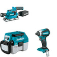 Makita XCV11Z Wet/Dry Vacuum W/ XOB03Z Finishing Sander and FREE XDT13Z Impact Driver