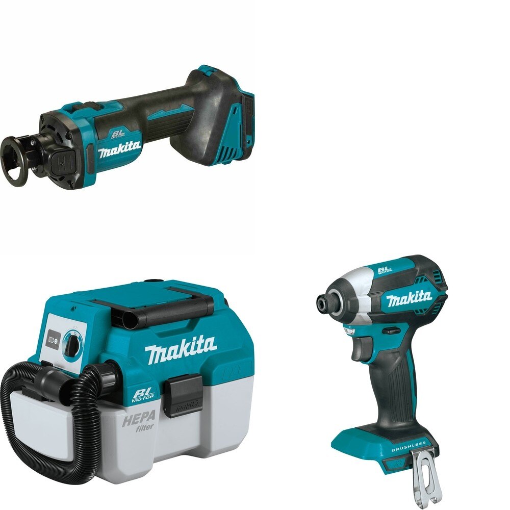 Makita XCV11Z Wet/Dry Vacuum W/ XOC02Z Cut-Out Tool and FREE XDT13Z Impact Driver