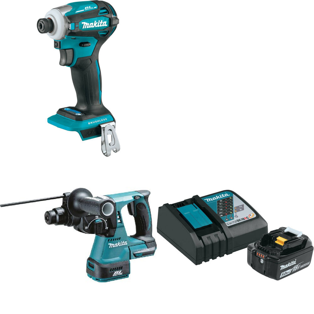 Makita XDT19Z 18V Impact Driver W/ XRH01Z 18V Rotary Hammer & FREE Starter Pack