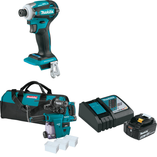 Makita XDT19Z 18V Impact Driver W/ XRH01ZWX Rotary Hammer & FREE Starter Pack