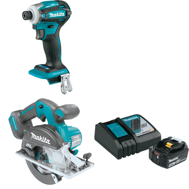 Makita XDT19Z 18V Impact Driver W/ XSC02Z 18V 5-7/8" Saw & FREE Starter Pack