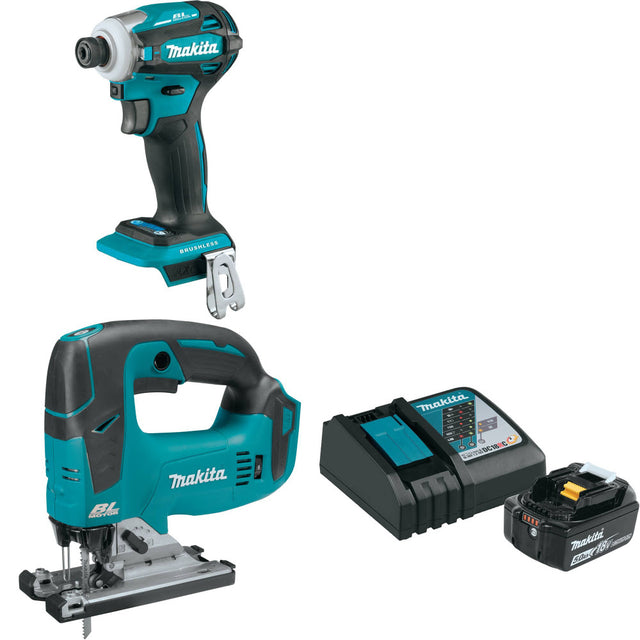 Makita XDT19Z 18V Impact Driver W/ XVJ02Z 18V Jig Saw, Bare & FREE Starter Pack