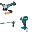 Makita XGC01ZB Caulk and Adhesive Gun W/ XAG11Z Angle Grinder and FREE XDT13Z Impact Driver