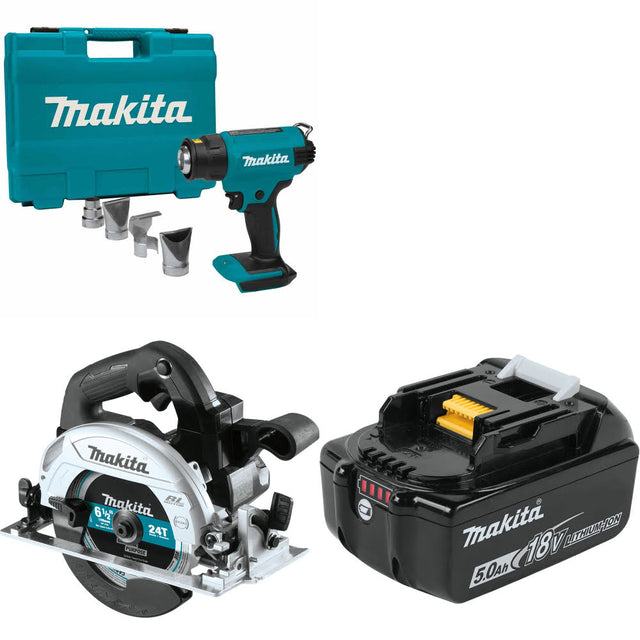 Makita XGH01ZK 18V LXT Heat Gun, Bare W/ XSH04ZB 18V Circ Saw & FREE Battery