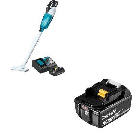 Makita XLC03R1WX4 18V LXT Compact Cordless Vacuum Kit, Trigger w/ Lock W/ BL1830B 3.0Ah Battery