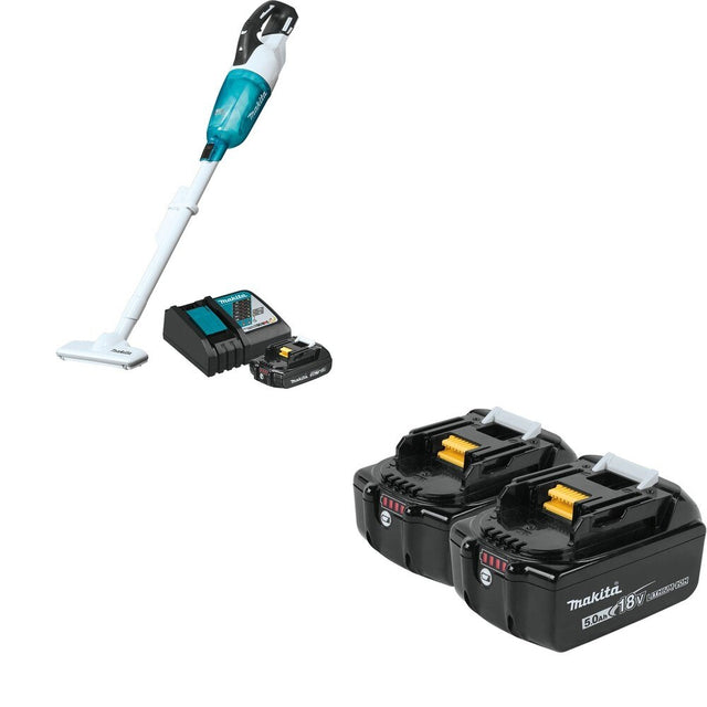Makita XLC03R1WX4 Vacuum Kit, Trigger W/ BL1850B-2 18V LXT Lithium-Ion 5.0Ah Battery, 2 Pack