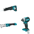 Makita XLT03Z Angle Impact Wrench W/ XRJ05Z Recipro Saw and FREE XDT13Z Impact Driver
