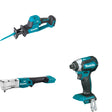 Makita XLT03Z Angle Impact Wrench W/ XRJ08Z Recipro Saw and FREE XDT13Z Impact Driver