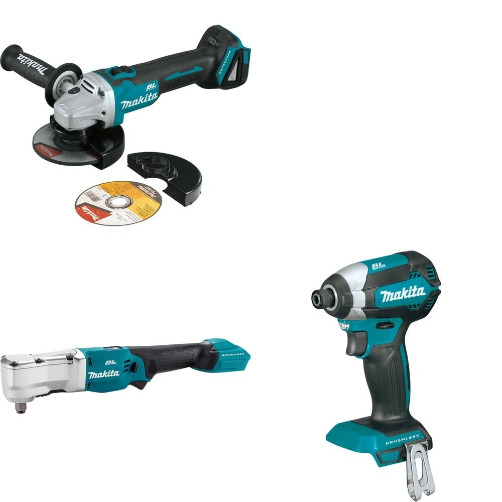 Makita XLT04Z Angle Impact Wrench W/ XAG09Z Angle Grinder and FREE XDT13Z Impact Driver