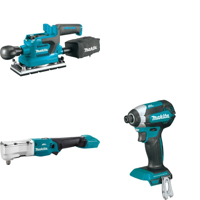 Makita XLT04Z Angle Impact Wrench W/ XOB03Z Finishing Sander and FREE XDT13Z Impact Driver