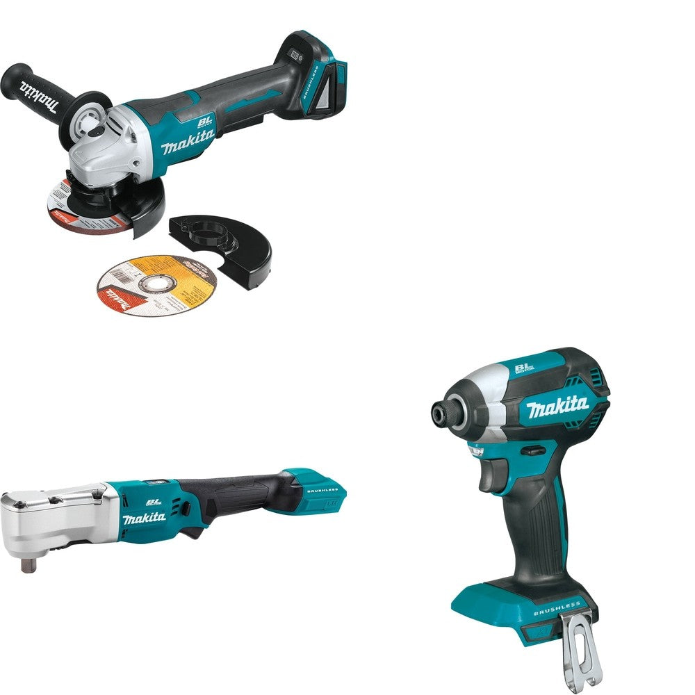 Makita XLT05Z Angle Impact Wrench W/ XAG11Z Angle Grinder and FREE XDT13Z Impact Driver
