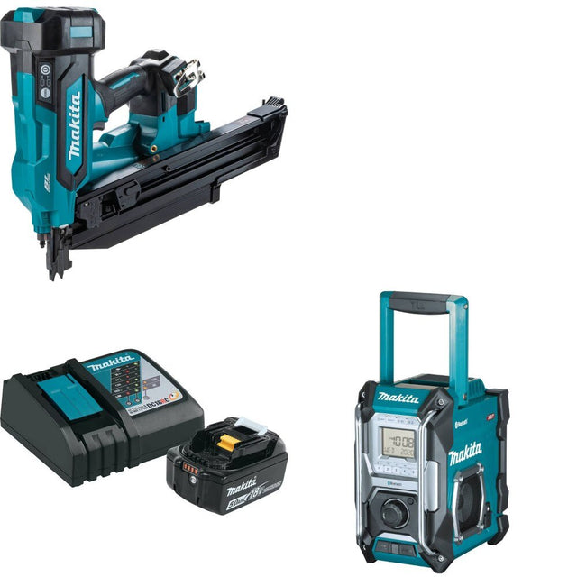 Makita XNB03Z Framing Nailer Kit W/ BL1850BDC1 Starter Pack and FREE GRM02 Radio