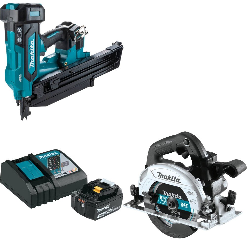 Makita XNB03Z Framing Nailer Kit W/ BL1850BDC1 Battery/Charger and FREE XSH04ZB Saw