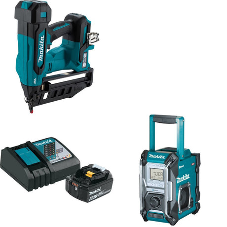 Makita XNB05Z 16 Ga Finish Nailer Kit W/ BL1850BDC1 5.0Ah Starter Pack and FREE GRM02 Job Site Radio