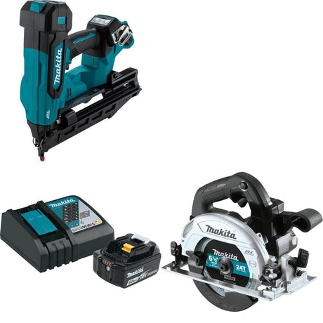 Makita XNB06Z Finish Nailer Kit W/ BL1850BDC1 Battery/Charger and FREE XSH04ZB Saw