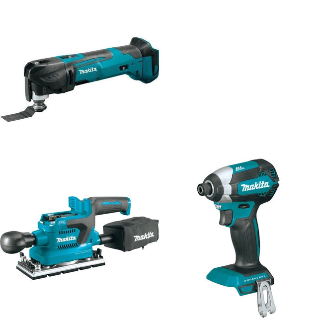 Makita XOB03Z Finishing Sander W/ XMT03Z Oscillating Multi-Tool and FREE XDT13Z Impact Driver