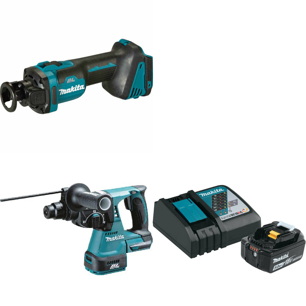 Makita XOC02Z 18V LXT Cut-Out Tool W/ XRH01Z Rotary Hammer & FREE Starter Pack