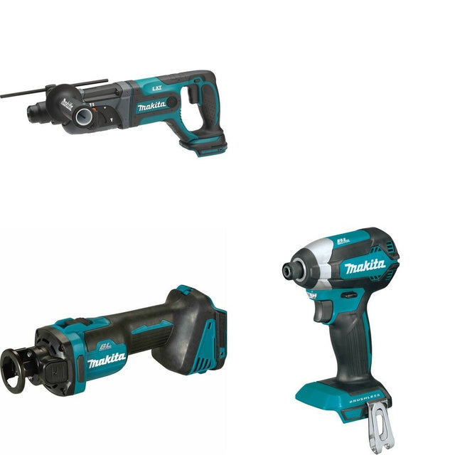 Makita XOC02Z Cut-Out Tool W/ XRH04Z Rotary Hammer and FREE XDT13Z Impact Driver