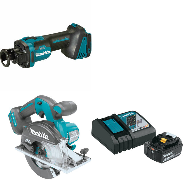 Makita XOC02Z 18V LXT Cut-Out Tool W/ XSC02Z 18V 5-7/8" Saw & FREE Starter Pack