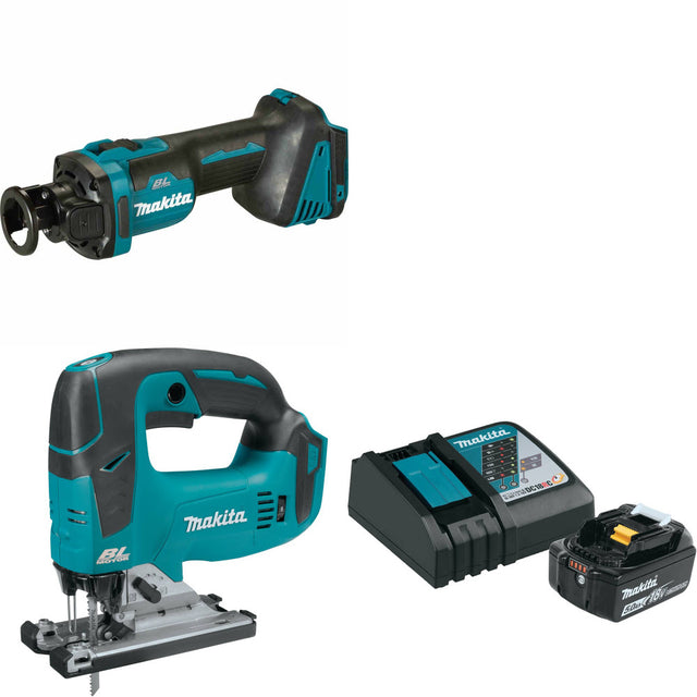 Makita XOC02Z 18V LXT Cut-Out Tool W/ XVJ02Z 18V Jig Saw & FREE Starter Pack