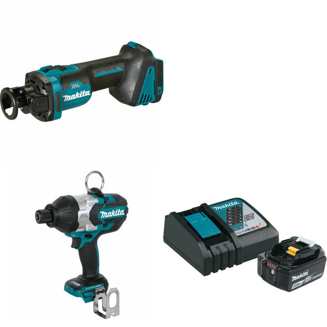 Makita XOC02Z 18V LXT Cut-Out Tool W/ XWT09Z Impact Wrench & FREE Starter Pack