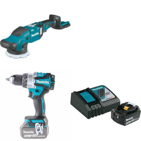 Makita XOP02Z 18V LXT Polisher W/ XPH16Z 18V Driver-Drill & FREE Starter Pack