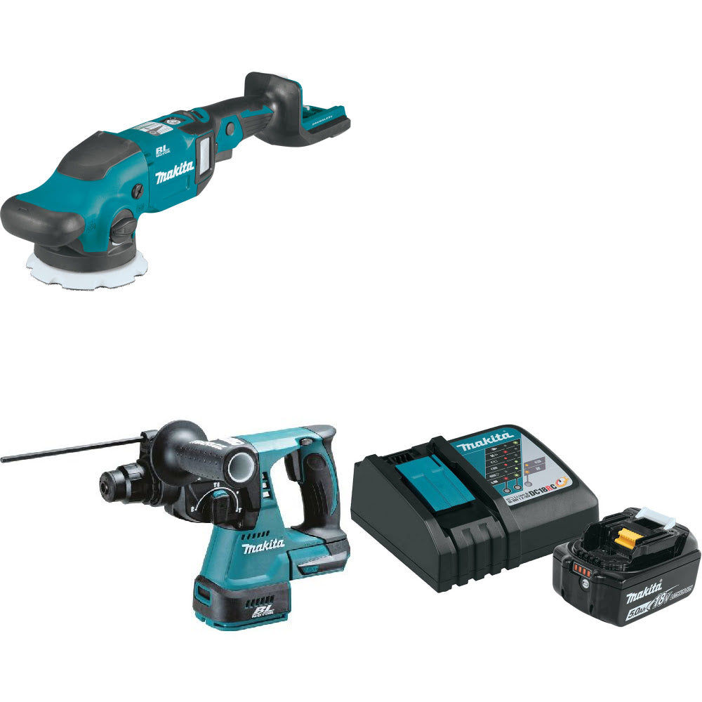 Makita XOP02Z 18V LXT Polisher W/ XRH01Z 18V Rotary Hammer & FREE Starter Pack