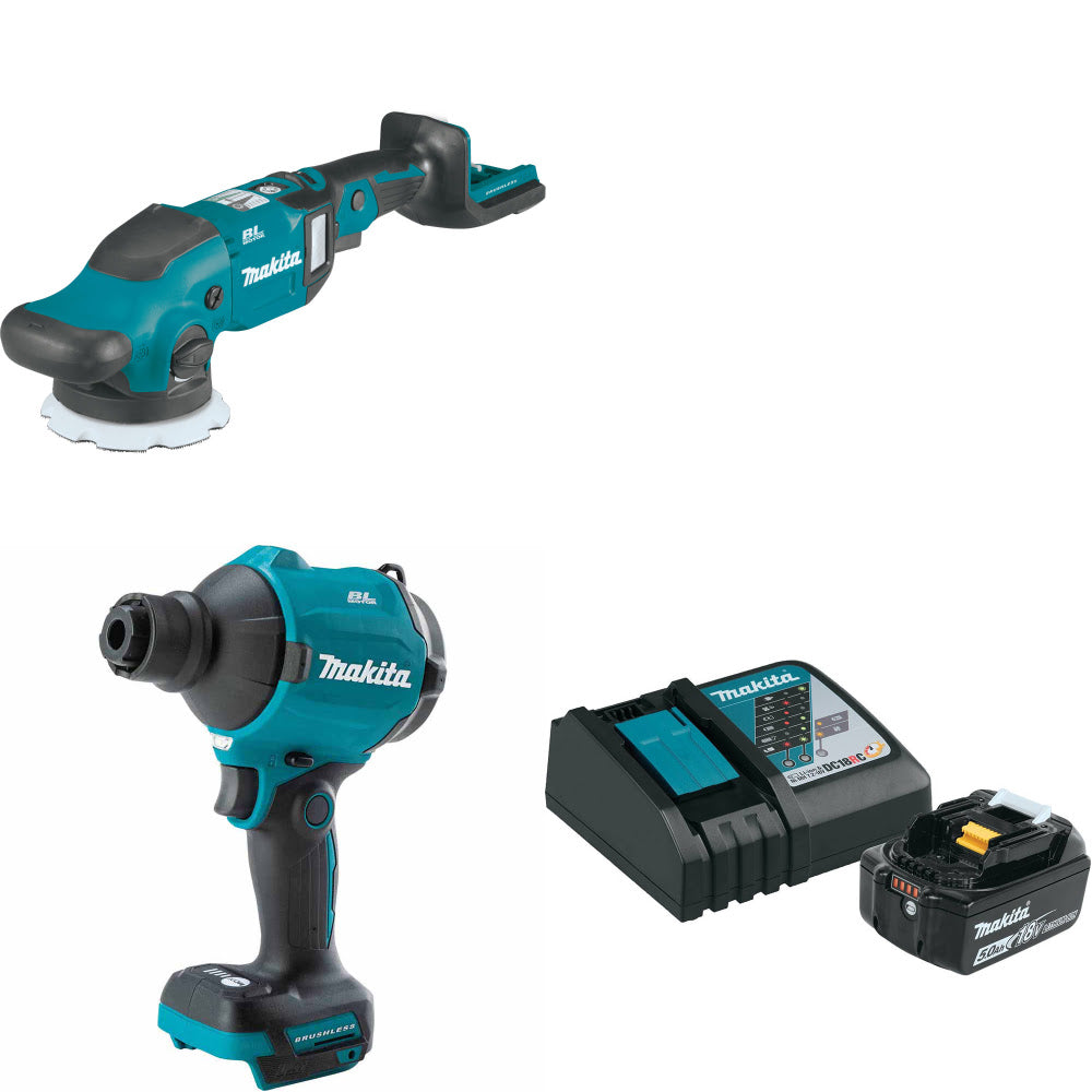 Makita XOP02Z 18V LXT Polisher W/ XSA01Z Blower/Inflator & FREE Starter Pack