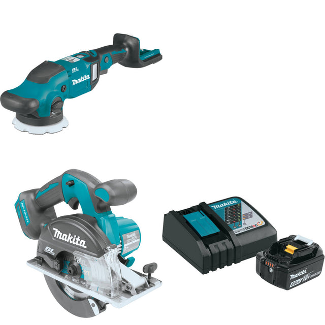 Makita XOP02Z 18V LXT Polisher W/ XSC02Z 18V 5-7/8" Saw & FREE Starter Pack