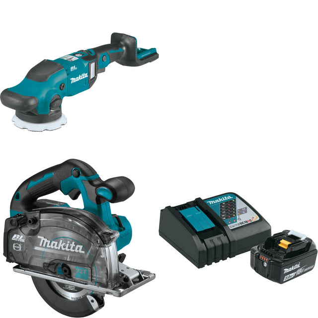 Makita XOP02Z 18V LXT Polisher W/ XSC04Z 18V 5-7/8" Saw  & FREE Starter Pack