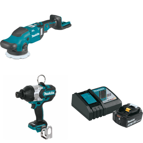 Makita XOP02Z 18V LXT Polisher W/ XWT09Z 18V Impact Wrench & FREE Starter Pack